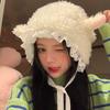 Sweet and Cute Girl Lamb Wool Woman, Warm In Autumn and Winter, Cold-proof, White Face, Lamb Ear Hat Woman