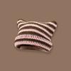 Cute Devil Horn Knitting Striped Beanie Hat Autumn Winter Knitted Wool Caps Girl Cat Ear Pointed Pullover Women Bonnet Hats