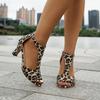 Summer Women Heeled Sandals Fish Toe Elegant Fashion Casual Shoes Sexy High Heels Dance Zebra Leopard Print Color News Trends