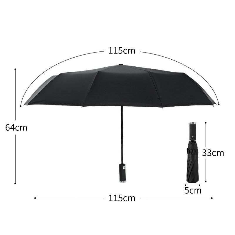 TENTAGON Automatic Umbrella With LED Flashlight Three Folding UV Umbrella For Rain and Sun 10 Ribs Windproof Portable Parasol