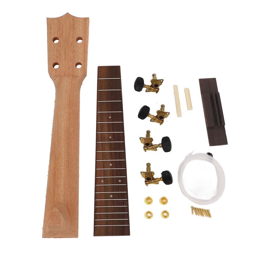 Ukulele Neck Fretboard Replacement Kit Neck String Knobs Bridge Rosewood Fingerboard Set for 23