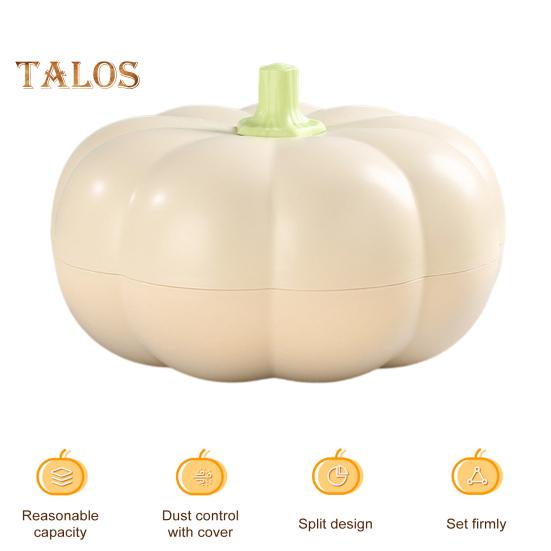 Pumpkin Snack Holder Halloween Divided Serving Tray with Lid 3 Compartments Fork Storage Easy To Clean Serving Container for Fruits Nuts Candies