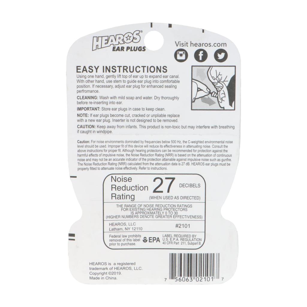HEAROS Multipurpose Molded Silicone Earplugs NRR 21 Hearing Protection Pairs Free (2 & Case)