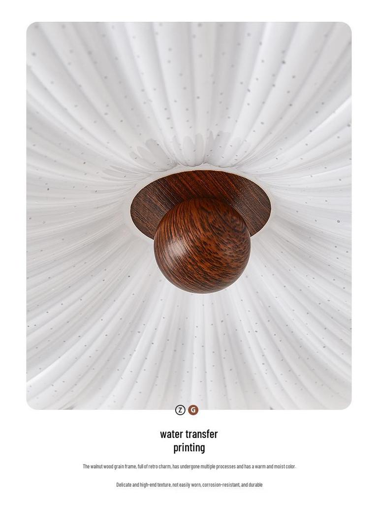Walnut Retro Wabi-Sabi Chinese Ceiling Light: Full Spectrum Eye Protection for Master Bedroom