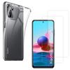 Case for Xiaomi REDMI NOTE 10 4G and 2 Tempered Glass - Soft Silicone Protection Film Glass Screen Protector Phonillico®