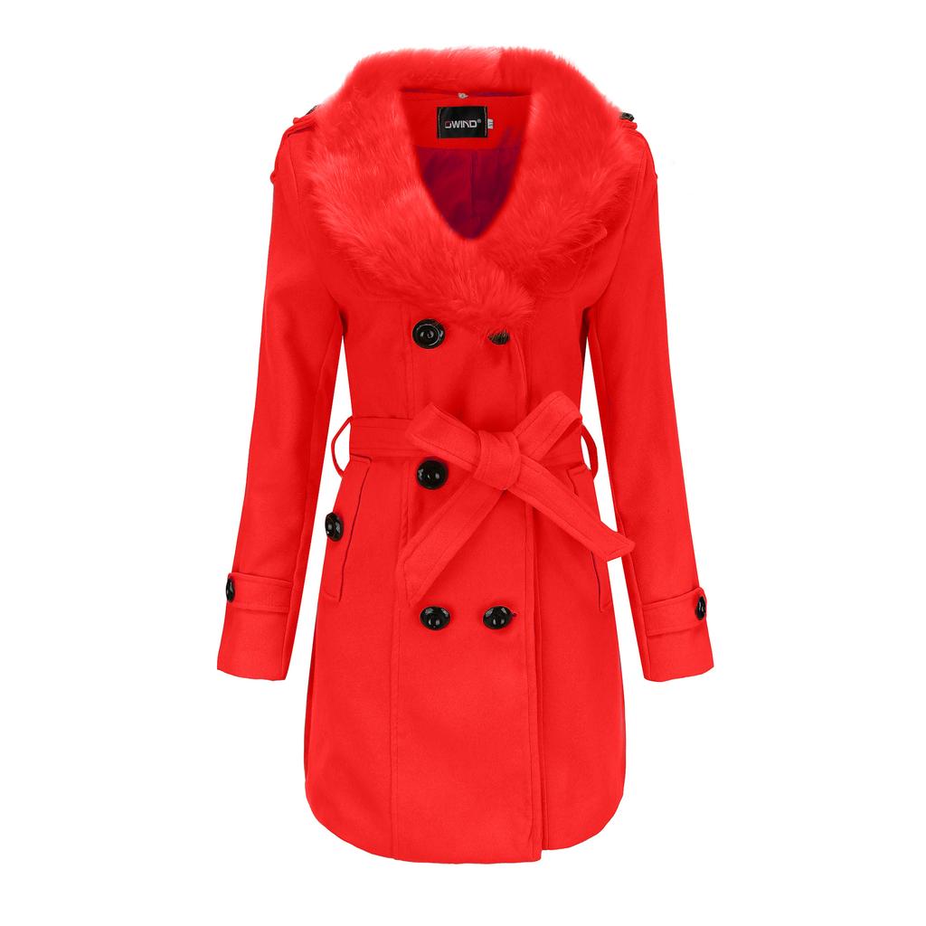Woolen Jacket Women's Medium and Long Trench Coat Winter Clothing Large Fur Collar Double-sided Woolen Coat Women