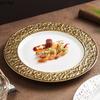 Creative Electroplated Ceramic Flat Plate Restaurant Stone Pattern Plate Dessert Sushi Plate Steak Plates Specialty Tableware