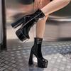 Women Shoes Ankle Boots High Heels Platform Riding Boots Sexy Round Toe Shoes Plus Size