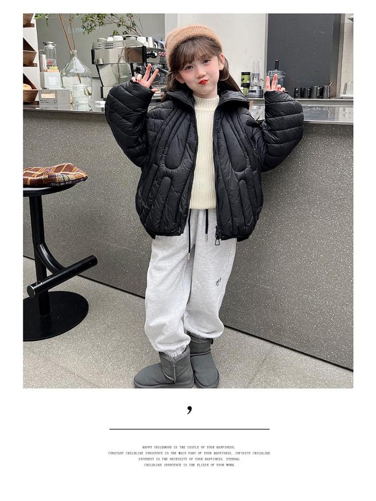 Girls' Solid Color Winter Coat 2024 – Simple, Thick Cotton for Small To Medium Children
