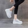 8CM Autumn Genuine Leather Women Casual Shoes Super Thick Platform Wedge Women Sneakers Chunky Shoes New Summer White Skateboard