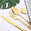 Vintage Western Gold Stainless Steel Plated Cutlery Luxury Dinnerware Set Dinner Knife Fork Ice Spoon Flatware Tableware