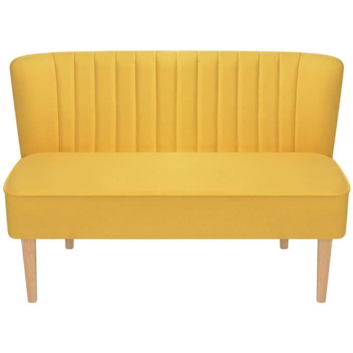 Canapé - vidaXL - 2 places - Tissu Jaune - Fixe - Style Contemporain