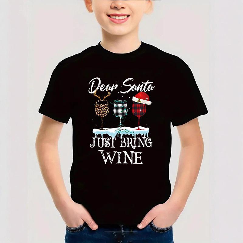 Летний топ с круглым вырезом и 3D-принтом на рождественскую тематику, модная повседневная футболка с коротким рукавом для детей и мальчиков
