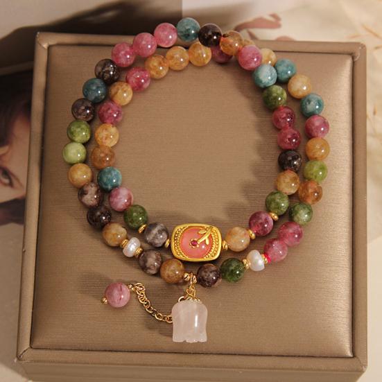 Women Bracelet Colorful Smooth Vintage Aexquisite Elastic Luxury Lightweight Bracelet Release Stress Enhance Well-being Lady Lightweight Bracelet