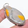 Natural Bumblebee Jasper Handmade 925 Sterling Silver Jewelry Pendant 2.17" Y5L65