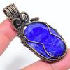 Sapphire Natural Gemstone Handmade Copper Wire Wrap Pendant 2.44" a6J46