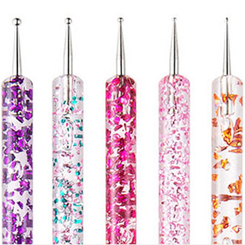 5 Pcs Nail Art Dotting Pen Crystal Beads Handle Dual-ended Drawing Painting Rhinestones Manicure Tools