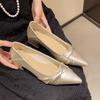 Fashion 2025 New French Elegant Pointed Toe Low Heel Women's Singles
