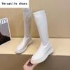 Winter Cotton Women's High Boots Fashion Soft Leather Back Zippers Long Botas Ladies Comfort Short Plush Knee High Booties