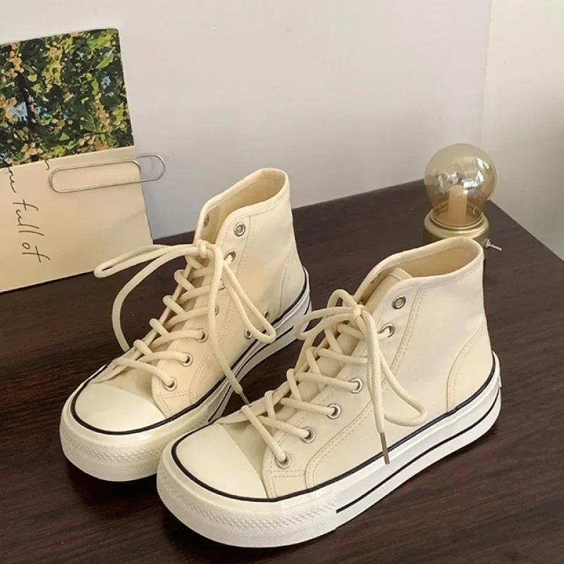 2024 Новый стиль женские туфли с толстой подошвой и высоким верхом Mango Head Flat Shoes универсальные повседневные модные белые