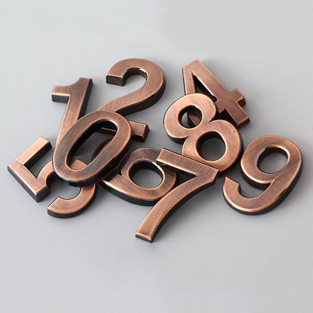 1 PC Waterproof Bronze ABS Plastic Numeral Room Number Digits Sticker Address Sign Door Plates