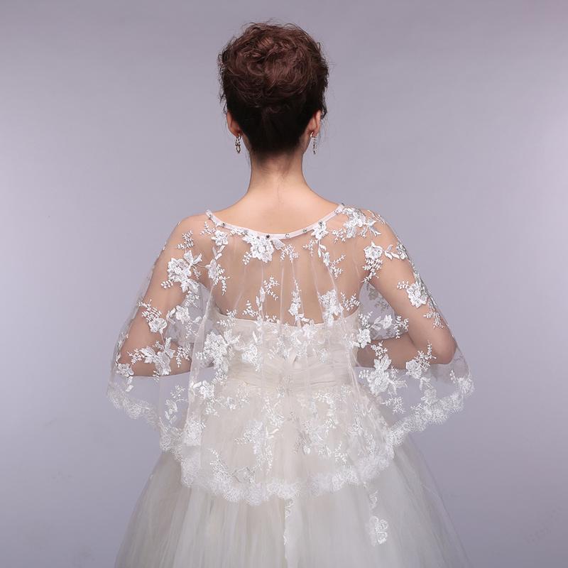 Summer Beige Wedding Lace Appliques Shrug Shawl
