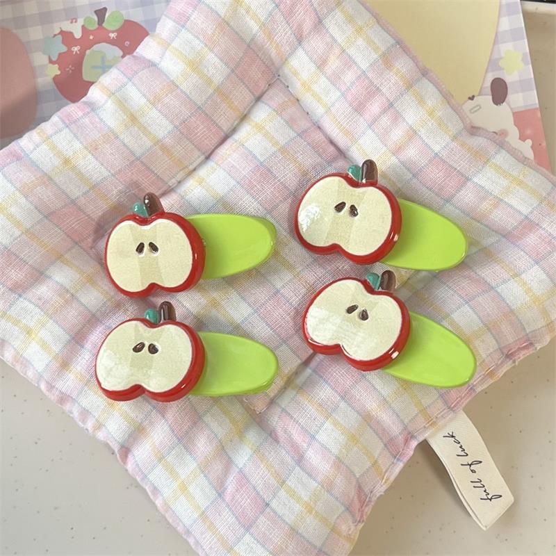 Cute Small Fresh Red Apple Hair Clip Duckbill Clip Sweet Girl Hairpin All-Match Bangs Side Clip Headwear Barrette Hair Accessory