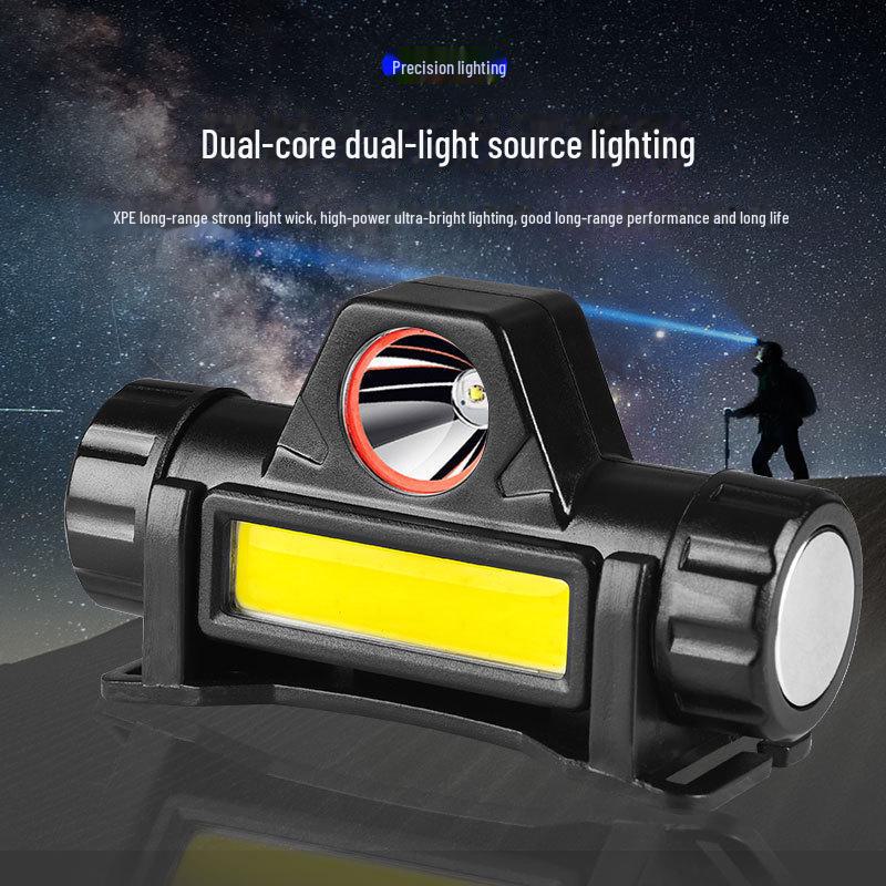 Rechargeable Dual Light Headlamp for Camping, Hiking, Night Fishing & Outdoor Work