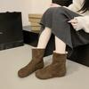 Women's Fashion Boots Low Heels Suede Sleeve Ankle Boots Warm Cozy Walking Shoes Woman 2025 Outdoor Winter Short  Ladies Shoes
