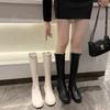 Plus Size Women's Boots Knee High Elastic Stretchy Fat MM Boots Chunky Leg High Tubular Long Boots Korean Sle Flat Heel Rubber