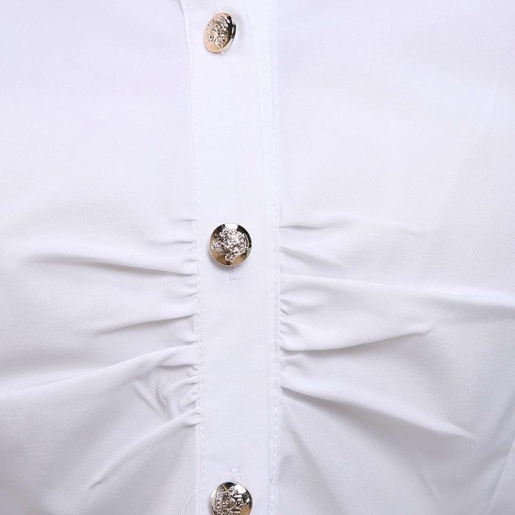 YYFS Women's Fashion Casual Spring Autumn Solid Color Print Long Sleeve POLO Neck Blouses & Shirts