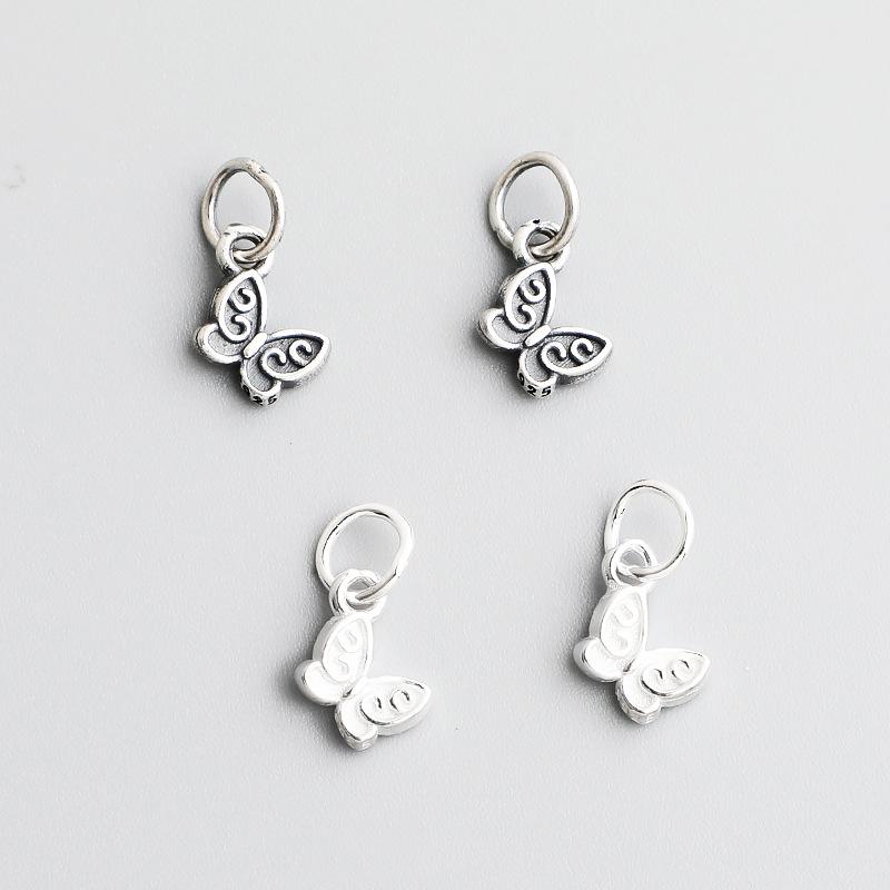 S925 Sterling Silver Retro Butterfly Pendant for DIY Jewelry