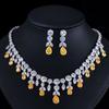 Necklace Earrings Set, Bridal Zircon Set Chain Wedding Dress Toast Dress Dinner Accessories Gift