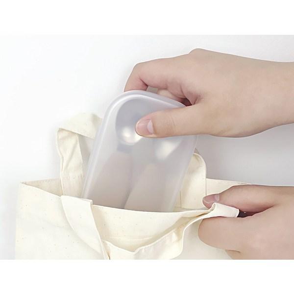 UBMom Infant Stainless Steel Silicone Handle Baby Food Spoon Fork Case Set, Chocolate Rice Cake (Choco), 1 Set, Korean Popular Tableware