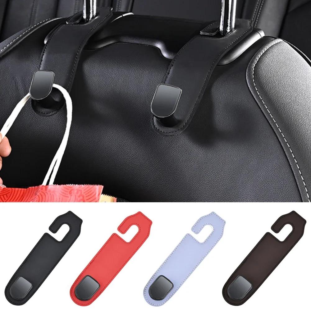 Car Hooks Tools Seat Judgets Leather Suede Auto Back Seat Headrest Hooks Storage Hanger Upgrade Automotive Interior Accessories
