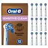 Braun Oral-B Sensitive Clean Soft Ultra-Fine Bristles Replacement Brush Set, 12 Brushes, EB60X-12
