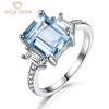 S925 Pure Silver Sea Blue Topaz Square Personalized High Grade Ring For Women Fashionable Classic Wedding Engagement Jewelry Gift