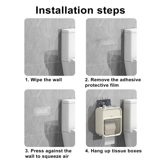 Toilet Paper Holder Multi-functional Wall-mounted Waterproof Punch-free Strong Bearing Capacity Shelf