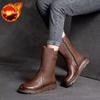 Round Toe Women's Half High Boots Elegant Fashion Ladies Mid Calf Shoes Designer Luxury Quality Footwear Winter 2024 Novelty Pu