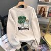 Women's 300g Chinese Cotton Sweatshirt, Cartoon Print, Korean-Style, Loose Fit, Versatile Casual Top for Spring and Autumn
