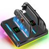 2 Charging Stand with Nintendo Switch Holds Up To 4 Features RGB and Prevents Compatible with Switch 2 Controllers Joy-Con [Compatible 2] Joy-Cons,