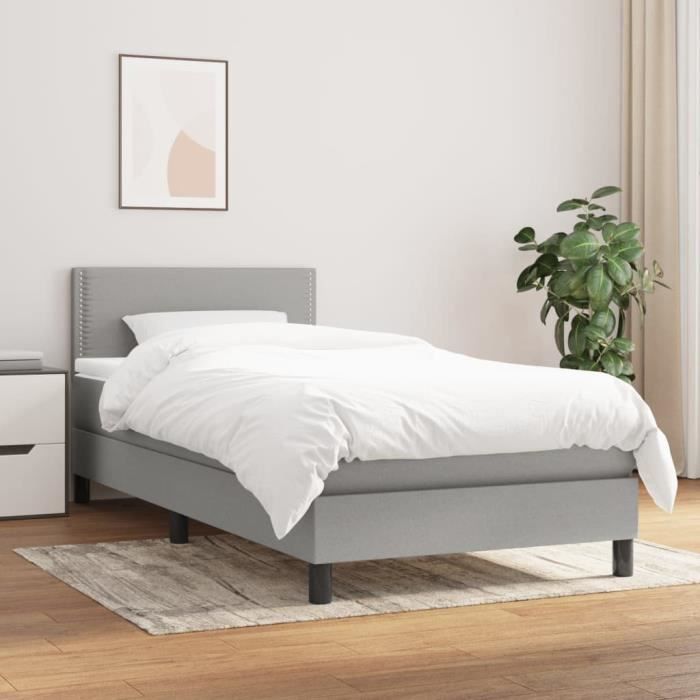 3139953 vidaXL Divan Bed with Mattress Light Grey 100x200cm Fabric