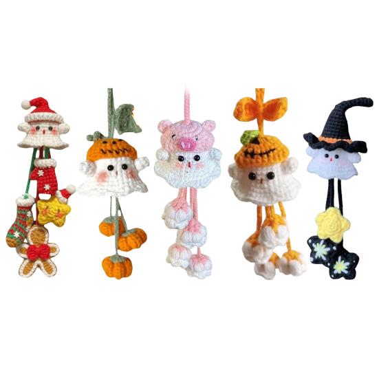 Halloween Crochet Kit Crochet Ghost Bag Charm DIY Kit Crochet Project Ghost Hanging Decoration Craft Set for Crochet Lovers