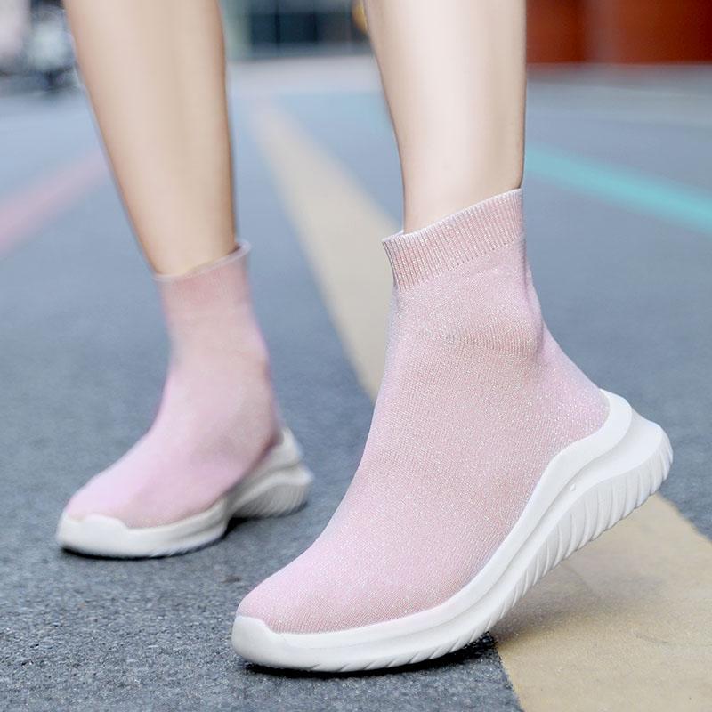 New Sexy Sock Boots Knitting Stretch Boots For Women Fashion Shoes Autumn Ankle Platform Fashion Boots Booties Female Botas