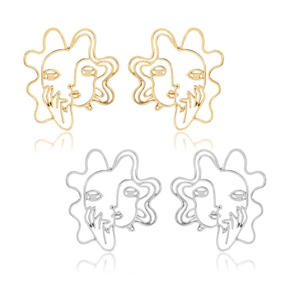 Alloy Trendy Face Earrings Fashionable Geometric Design Street Style Jewelry