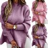 Womens Long Sleeve Cold Shoulder Sweaters  Neck Backless Loose Sweater Top