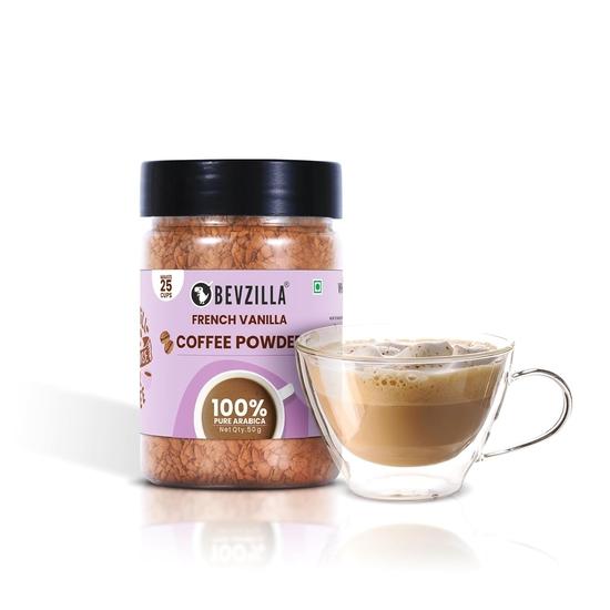 Bevzilla 50 Grams X 4 Flavoured Instant Coffee Powder Pack Box of Colombian Gold, Hazelnut, Vanilla & Butterscotch | Arabica Beans