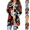 Women's Fashion Casual Halloween Printed Long Sleeve Mid-Length Cardigan Jacket Tops