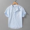 Men's Spring and Summer Wrinkled Linen Short-sleeved Shirt