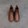 Women's Chunky Heel Retro Leather Chelsea Ankle Boots - Warm, Soft Sole, Handmade Martin Style